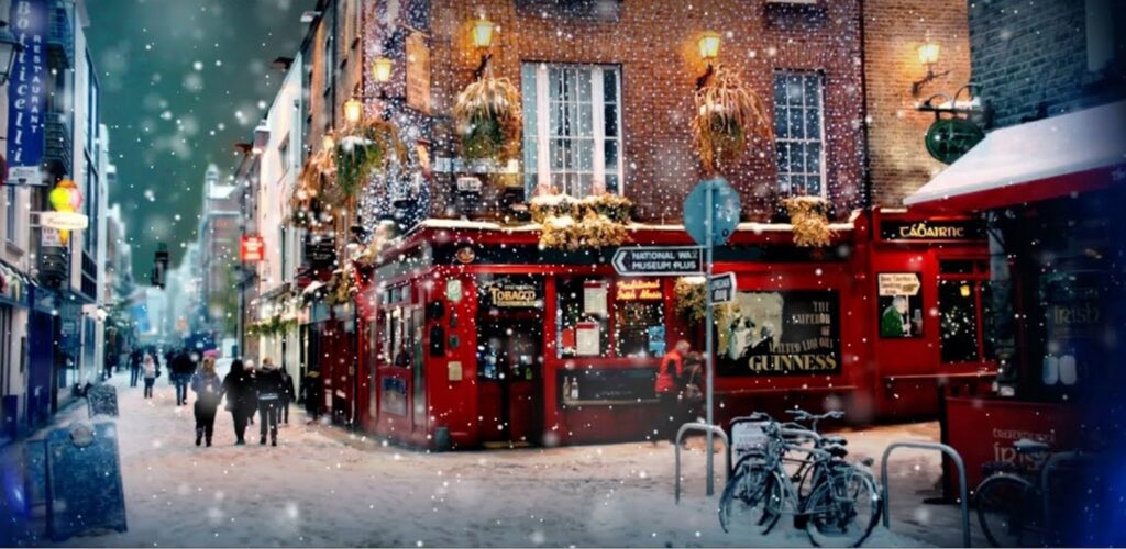 Es ist schon Weihnachten in Temple Bar in Dublin