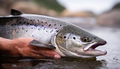 Ein atlantischer Lachs, gefangen in Irland - © lockyfoto