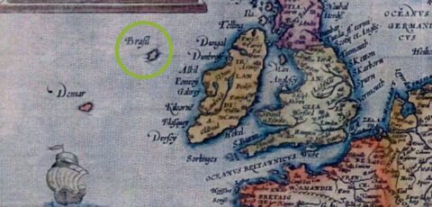 Hy-Brasil Island auf einer Karte