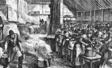 Eine Suppenküche zur Zeit des Slogans "Take the soup" in Irland - Public Domain
