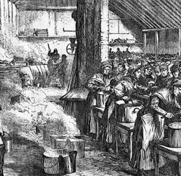 Eine Suppenküche zur Zeit des Slogans "Take the soup" in Irland - Public Domain