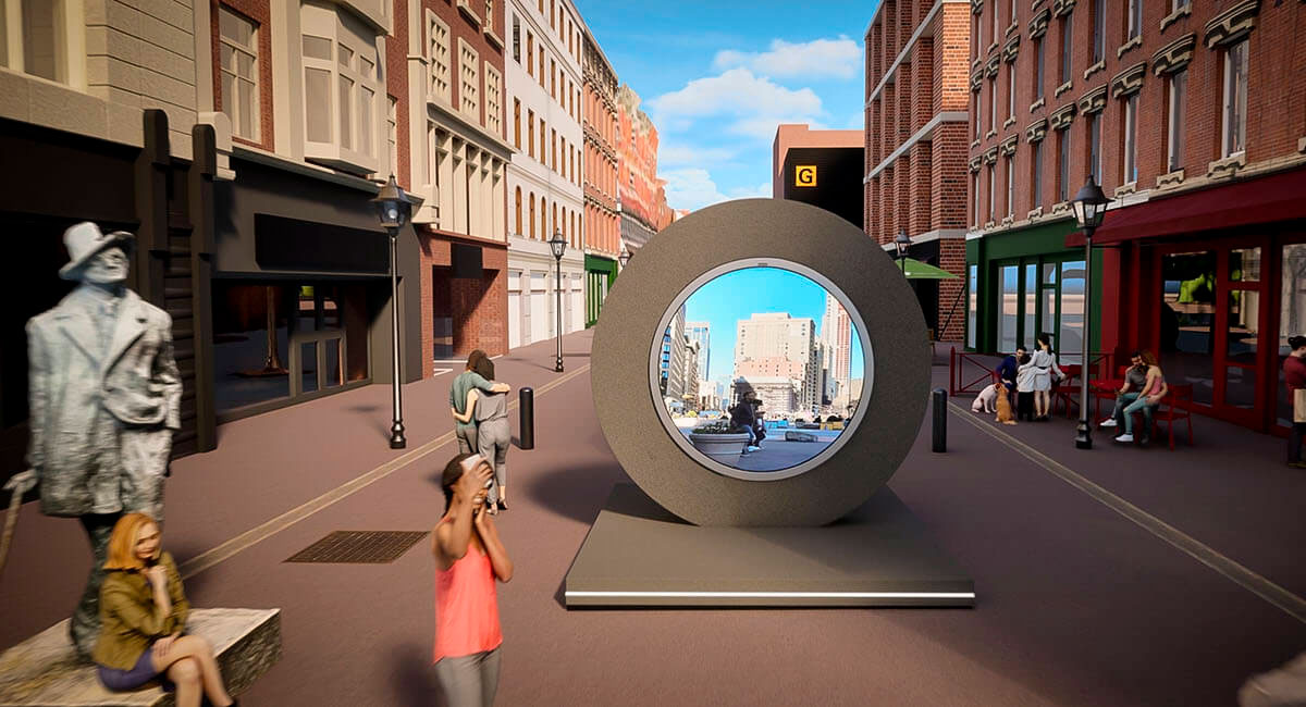Ein digitales Portal wurde in Dublin und New York eingerichtet, um die beiden Städte in Echtzeit miteinander zu verbinden - Portals.org
