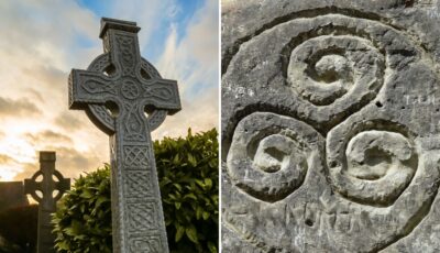 Une croix celtique chrétienne et un triskell païen - Canva Pro