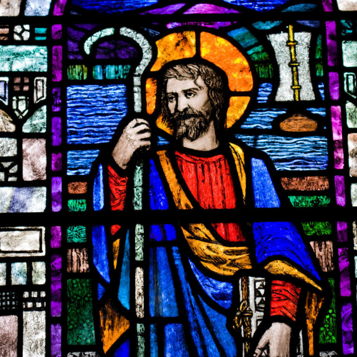 Ein Kirchenfenster mit dem Heiligen Patrick in der Saul Church - Brian Morrison - Tourism Ireland