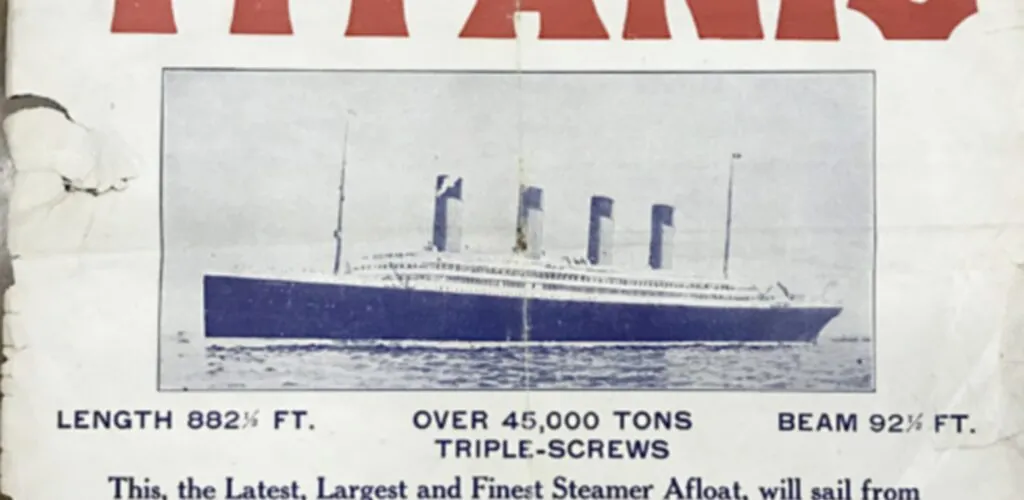 Ein Werbeplakat des Titanic, für 62.000 Pfund versteigert