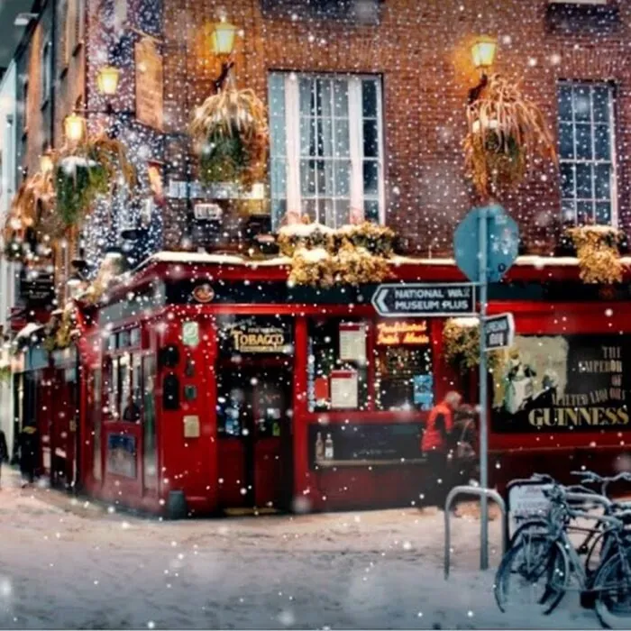 Es ist schon Weihnachten in Temple Bar in Dublin