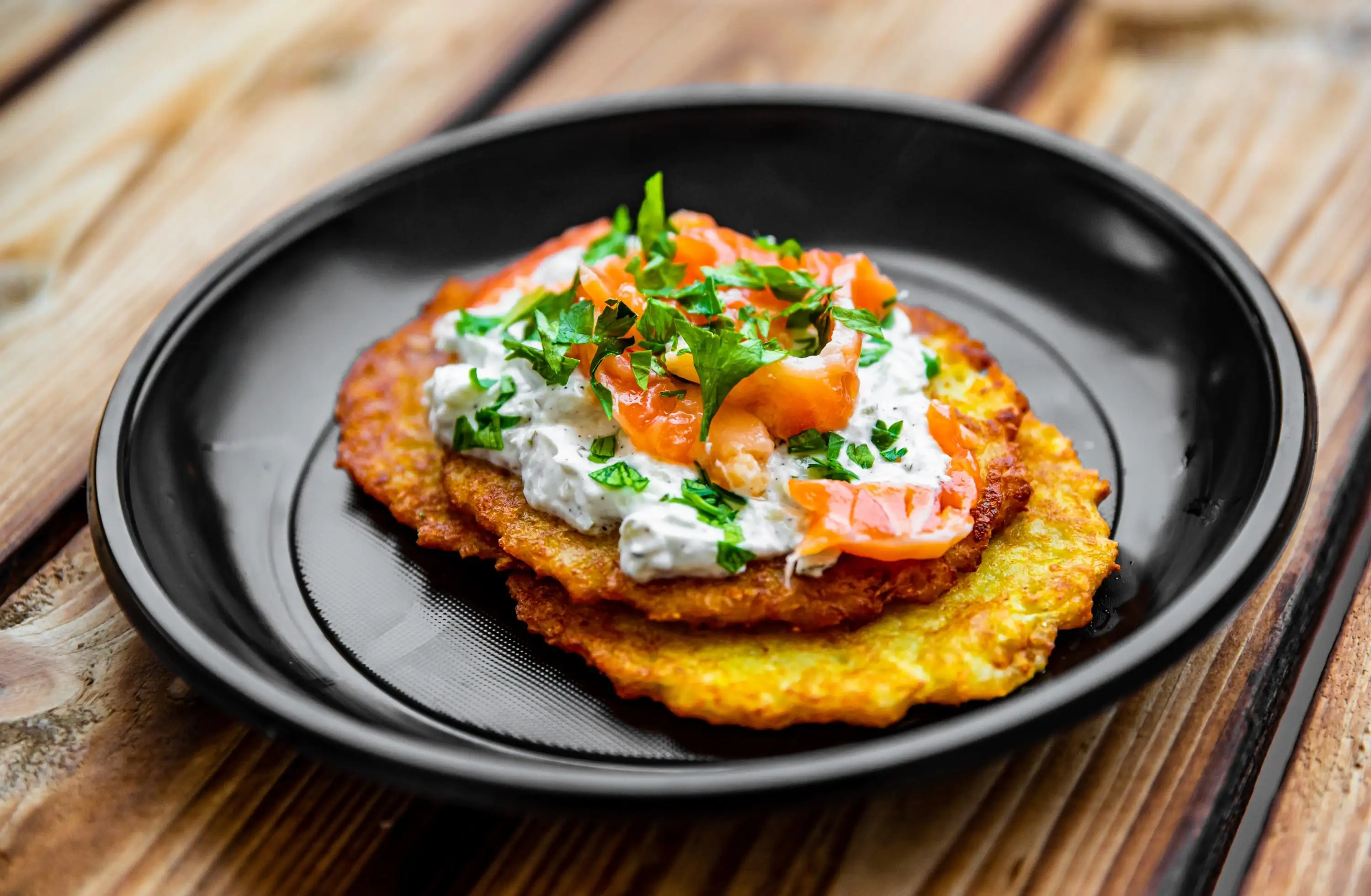 Boxty mit geräuchertem Lachs