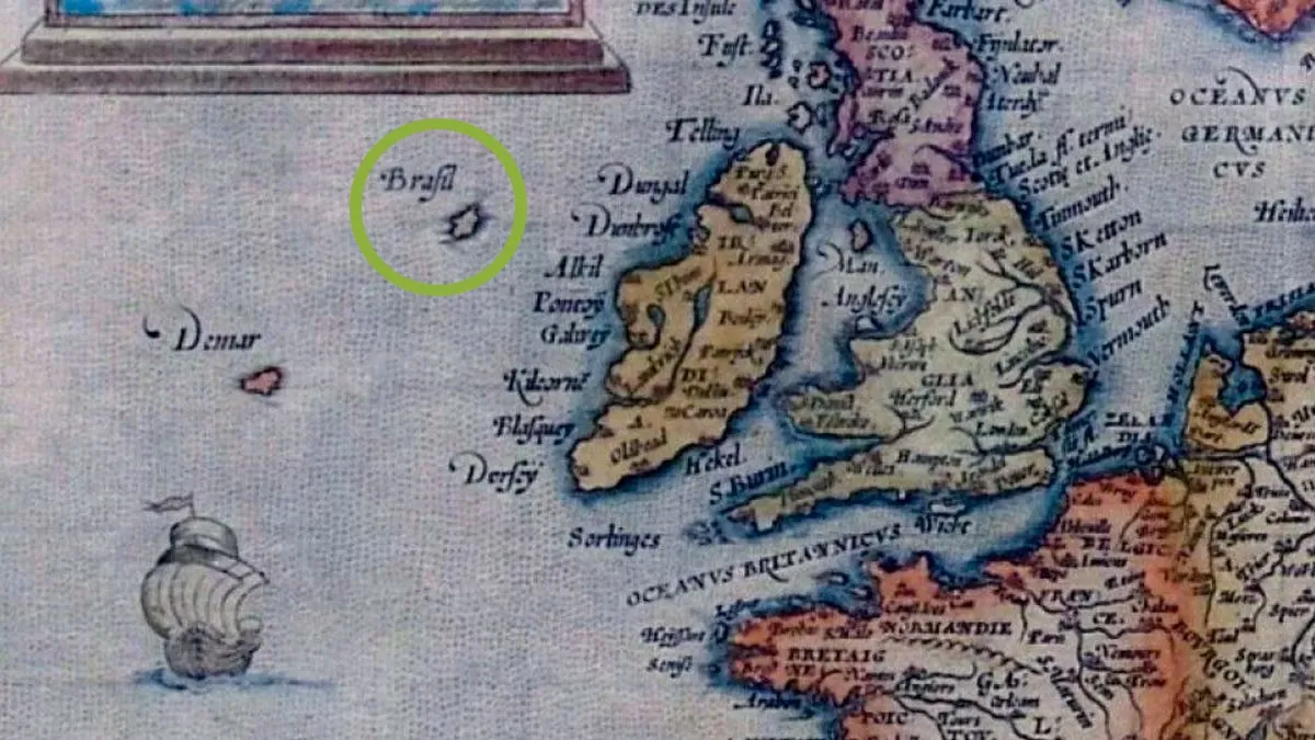 Hy-Brasil Island auf einer Karte