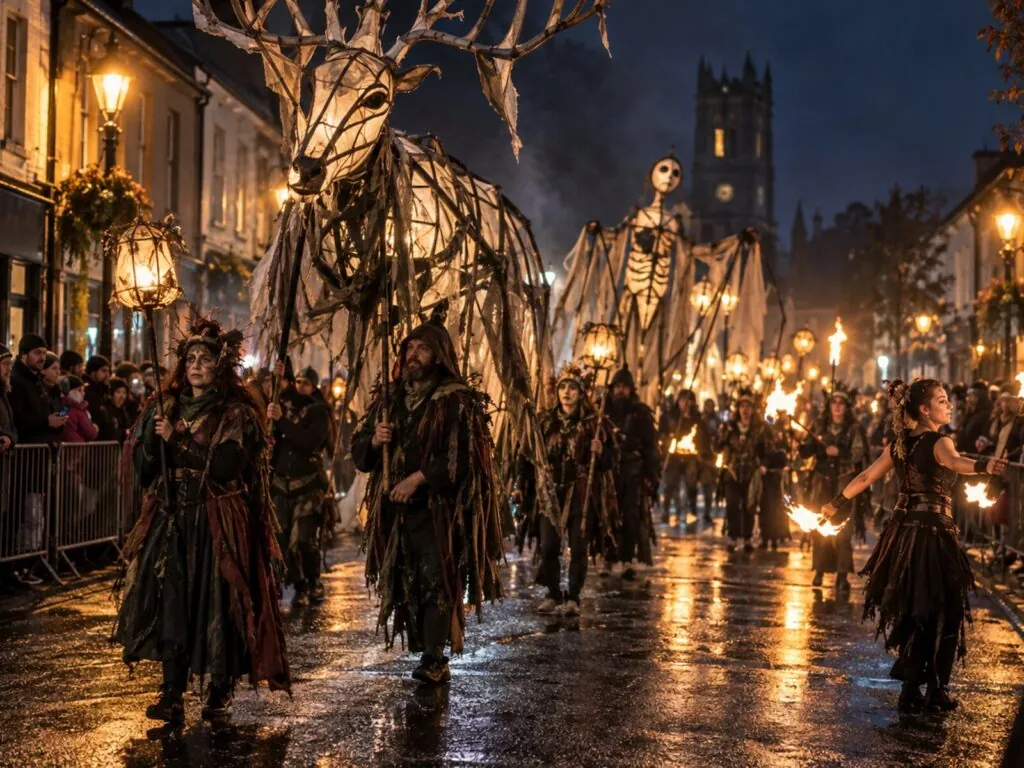 Procession de feu et d’ombres pendant le Dead of Night Festival à Longford -Go-to-Ireland.com
