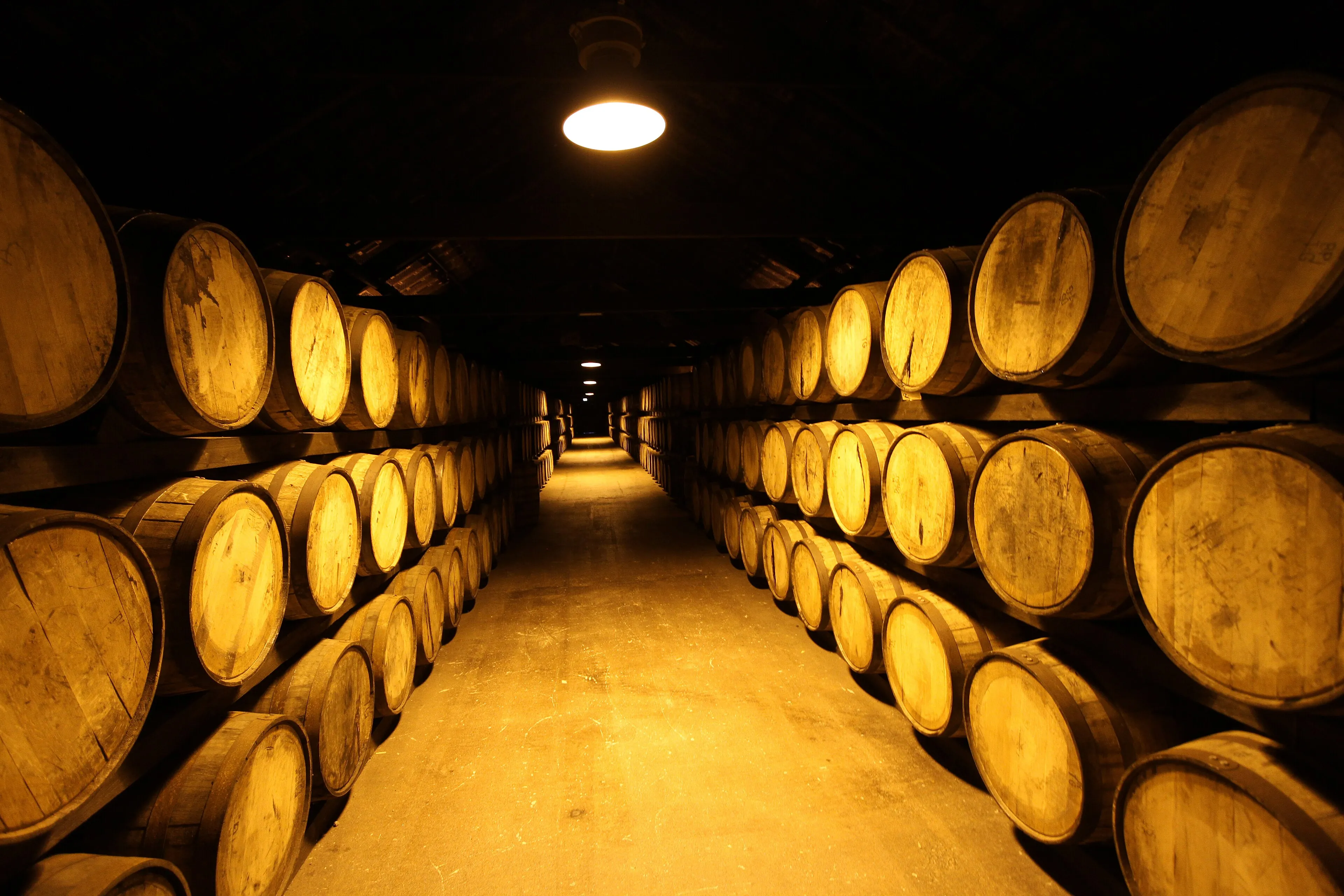 Fûts en bois à la distillerie de Midleton, photographiés en 2017.